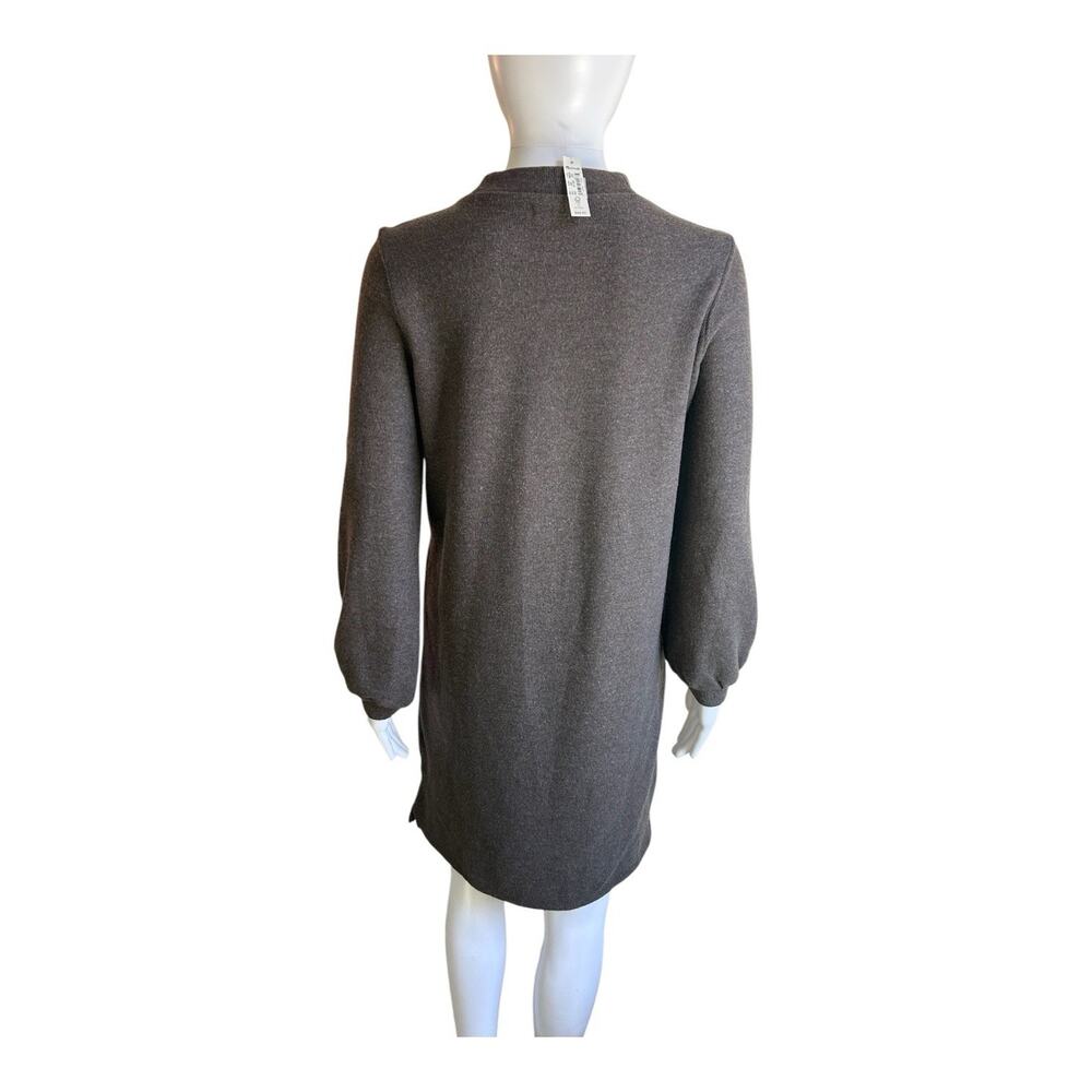 Madewell Brushed Rib Mockneck Mini Dress XXS NWT Heather Cocoa Balloon Sleeve - Picture 2 of 12